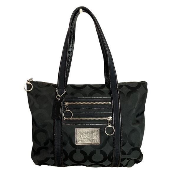 COACH Poppy Black Special Edition Signature Canvas Tote - Picture 1 of 9